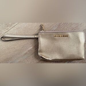 Michael Kors Metallic Gold Wristlet Clutch NWOT